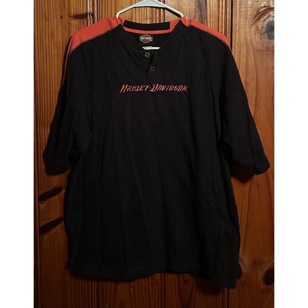 Harley Davidson men’s vintage  tshirt short sleeve black/orange size large